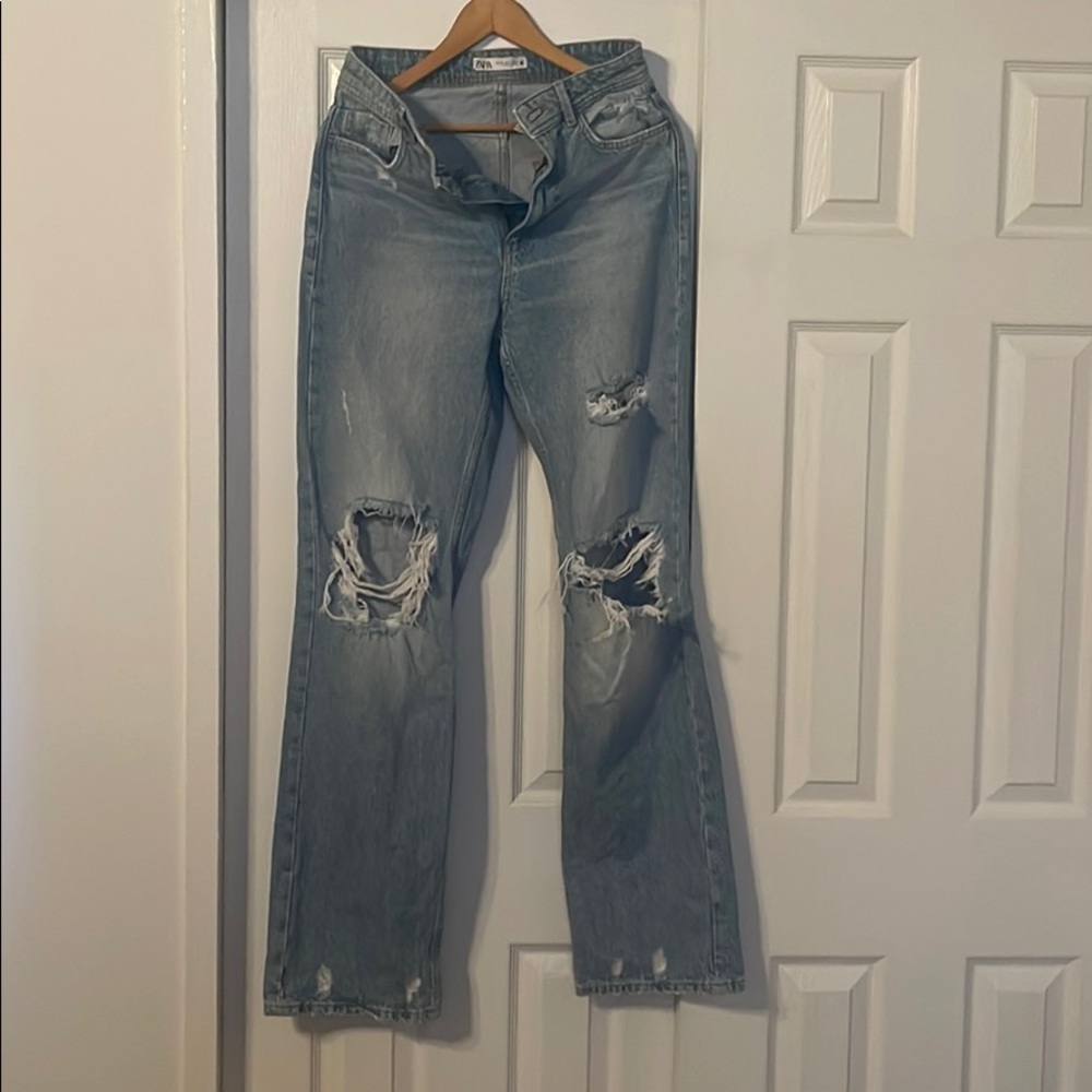 Zara light blue high wait boyfriend Jeans USA 6